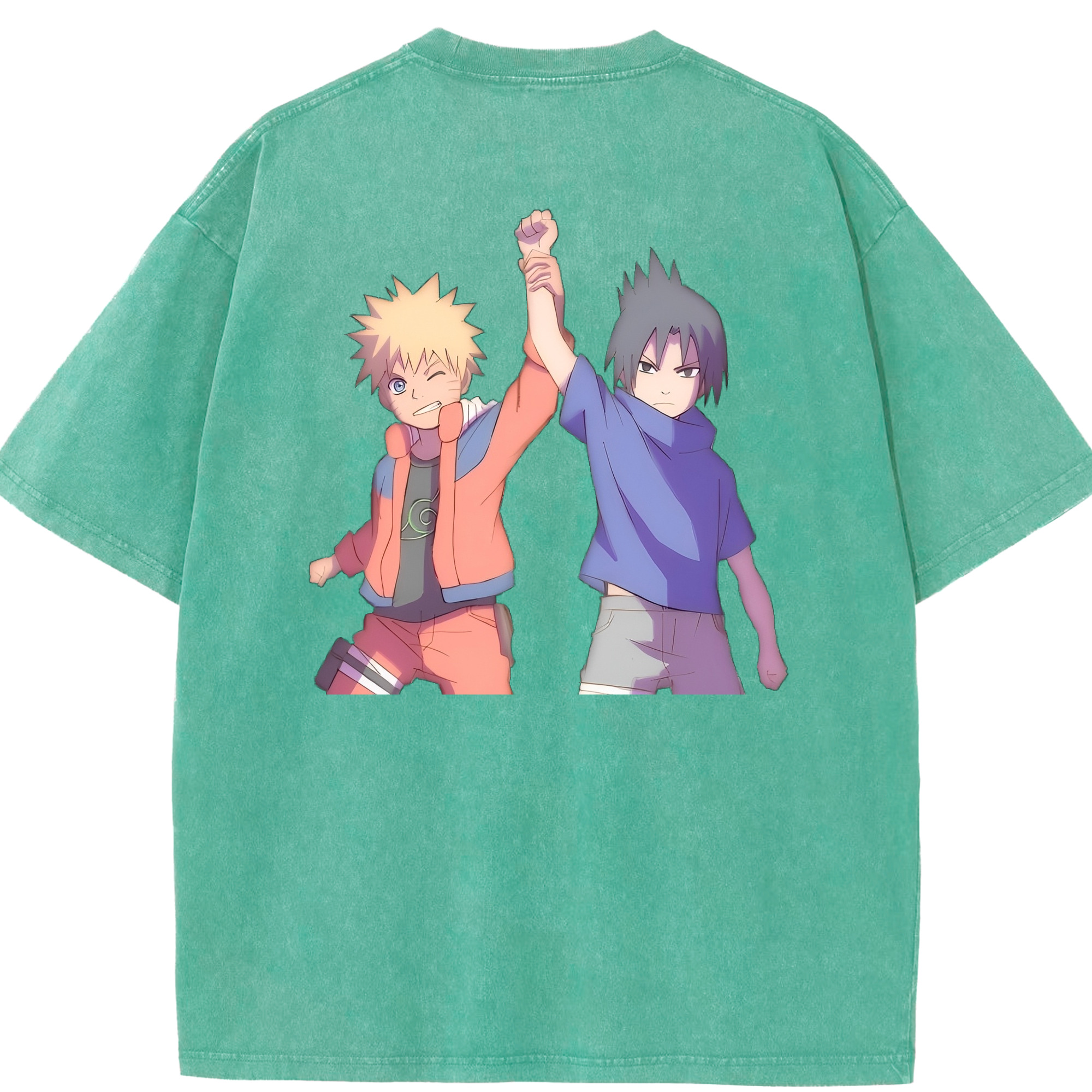 （画像用） NARUTO -ナルト- うちは サスケ Uchiha Sasuke 綿100% ヴィンテージ風 半袖Tシャツ（背面プリント）